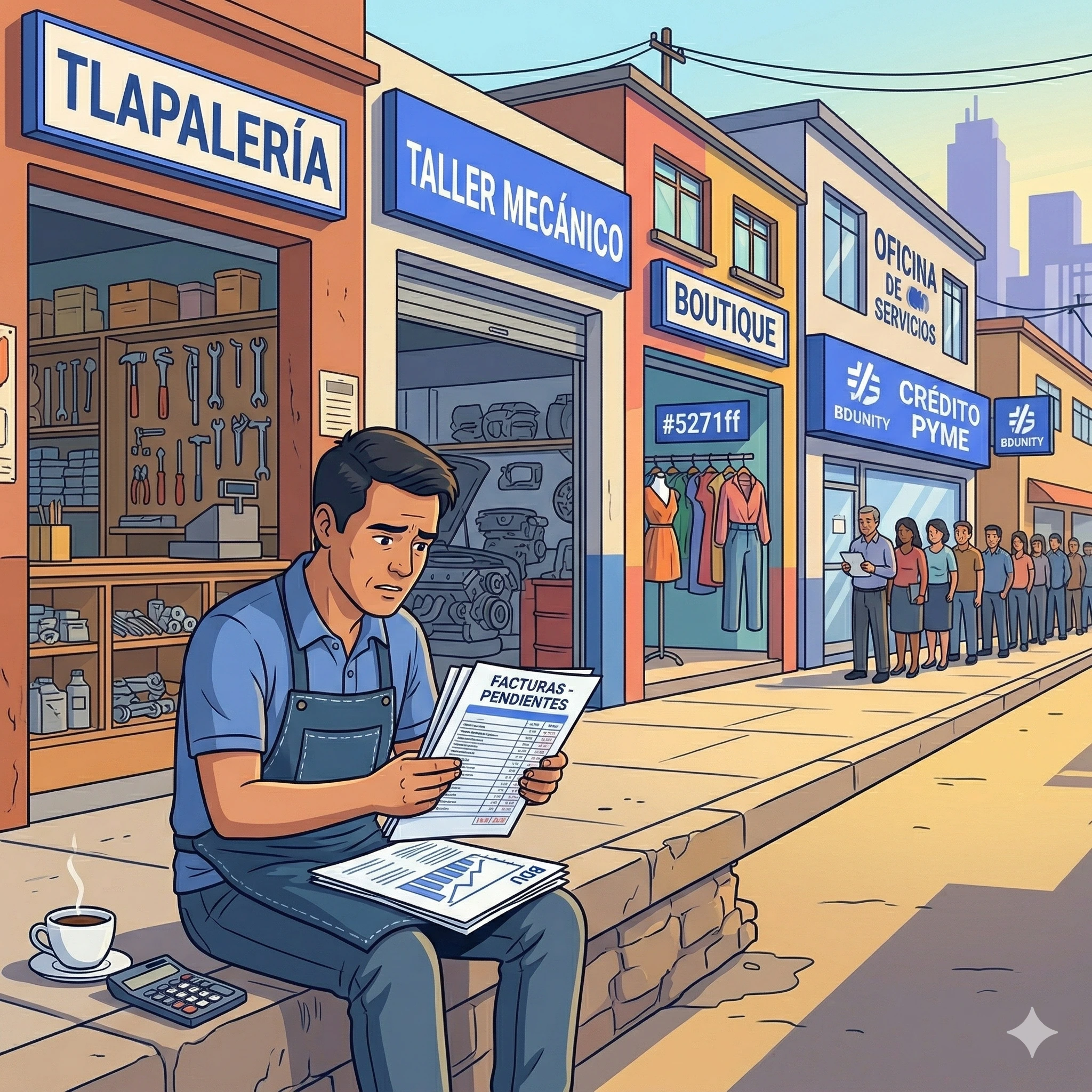 Calle comercial mexicana con PyMEs - contexto empresarial y necesidad de dirección financiera externa