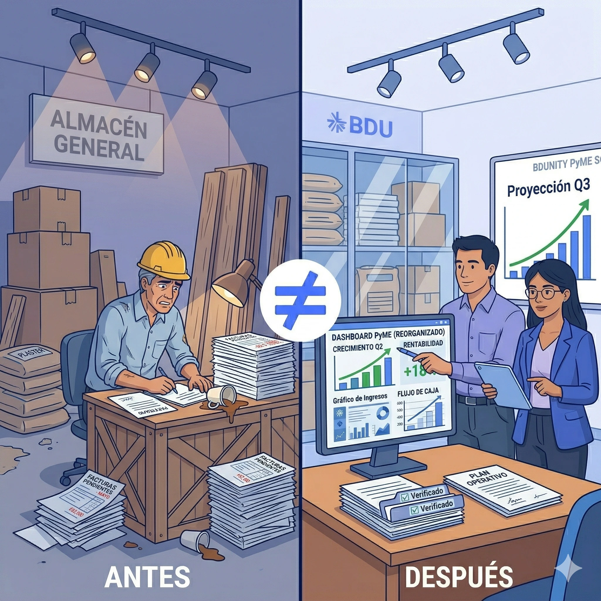 Antes y después de contratar un director financiero externo - transformación de gestión financiera en PyME